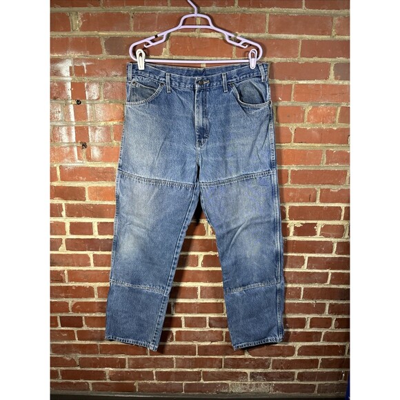 Dickies Mens Jeans 36x32 Relaxed Fit Blue Carpenter Denim Double Knee Front Work - Picture 1 of 8
